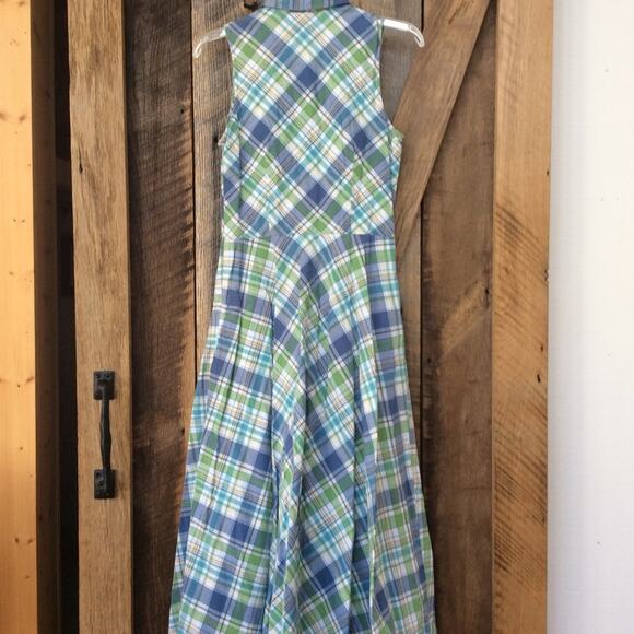 Duck Head 6 SUMMER CLASSIC Green & Blue Plaid Sleeveless Dress - Picture 5 of 6